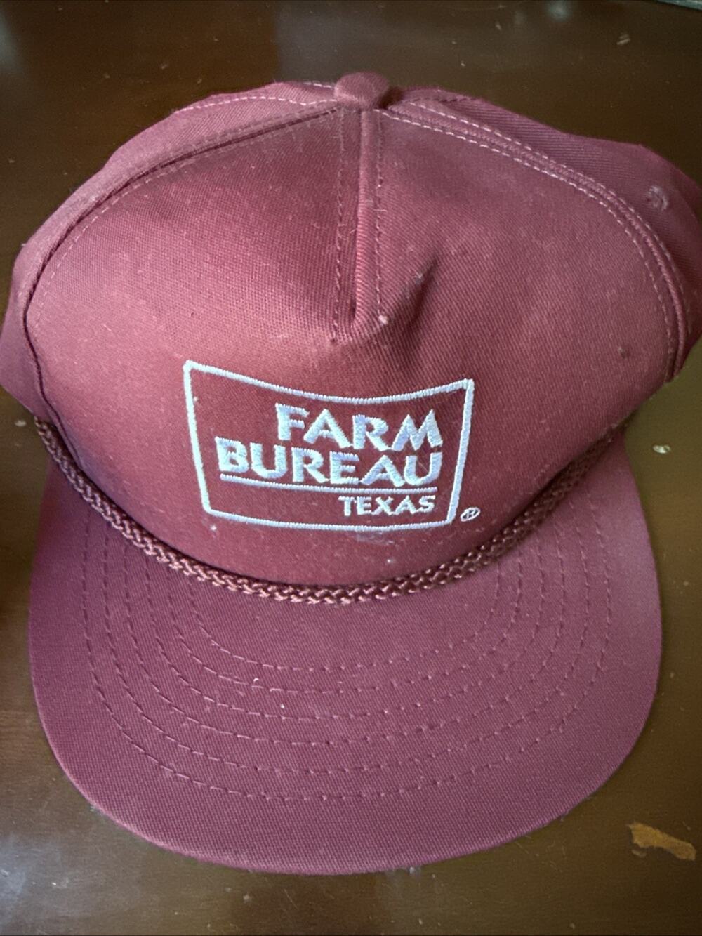 Vintage Texas Farm Bureau Rope Hat Maroon Snapback Trucker Cap Farmer Hat